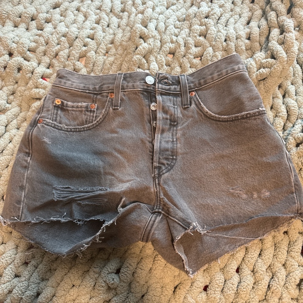 brand new levi shorts w tags , high rise, grey